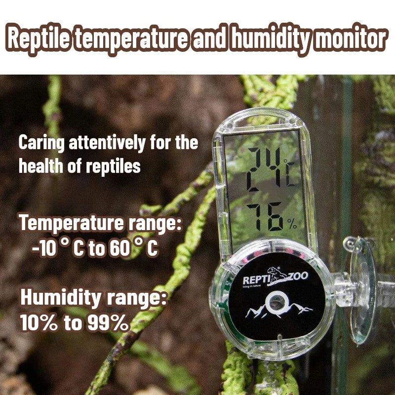 Digital Reptile Hygrometer & Thermometer — Terrarium Habitat Monitor