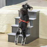 Pet Stairs with Cushioned Cover, 15.75x23.25x21.25in, Grey