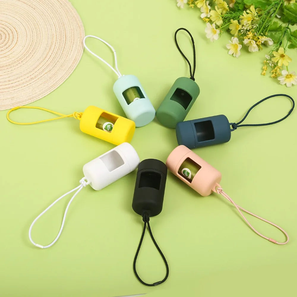 Candy Color Dog Poop Bag Dispenser Set (Portable, Hanging Rope)