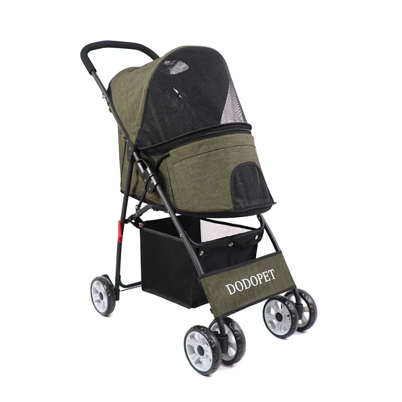 Lightweight Foldable Luxury Pet Travel Stroller for Small Dogs & Cats — Fashion Portable Outdoor Carrier