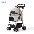 Lightweight Aluminum Alloy Puppy Stroller with Detachable Storage Basket — 50 lb Capacity Small Pet Cart