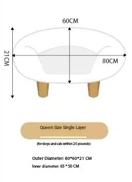 Plush Raised Pet Sofa Couch Bed with Anti-Slip Bottom