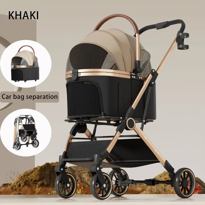 3-in-1 Foldable Pet Stroller with Separable Basket Carrier for Dogs & Cats up to 45 lbs