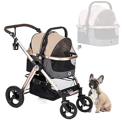Pet Rover Prime 3-in-1 Luxury Dog & Cat Stroller — Travel Carrier, Car Seat & Stroller with Detachable Carrier