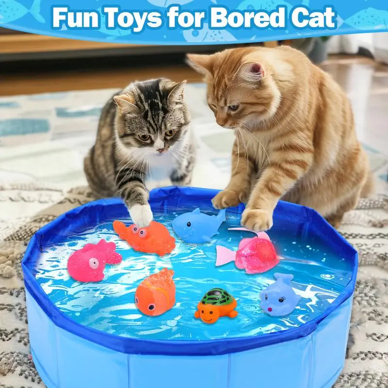 Portable Cat Pool Water Toy with Fish — Interactive Splash Toy for Indoor Cats