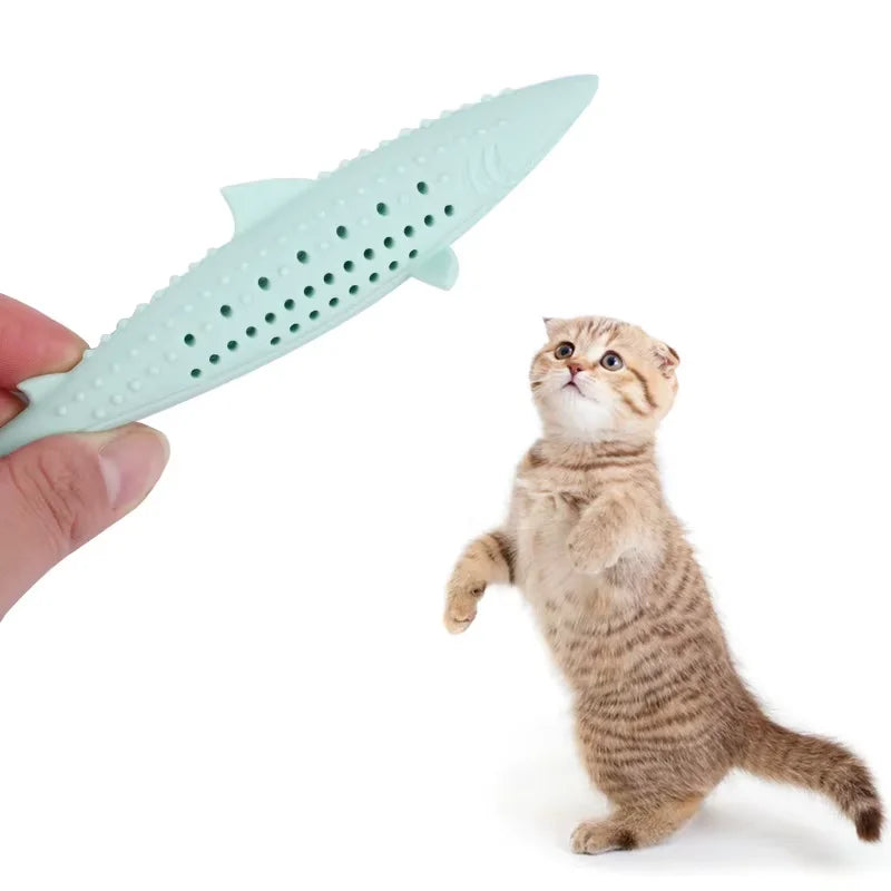 Silicone Shark Catnip Chew Toy — Mint-Infused Bite Stick