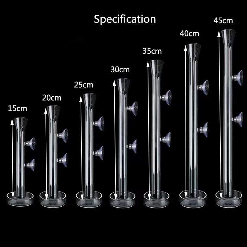 Glass Aquarium Shrimp Feeder Bowl & Tube (Transparent, Food Dish)