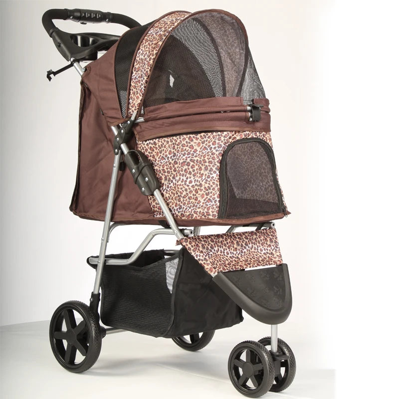 Luxury 3-Wheel Foldable Pet Stroller Trolley for Cats & Dogs — Premium Easy-Fold Outdoor Walking Cart