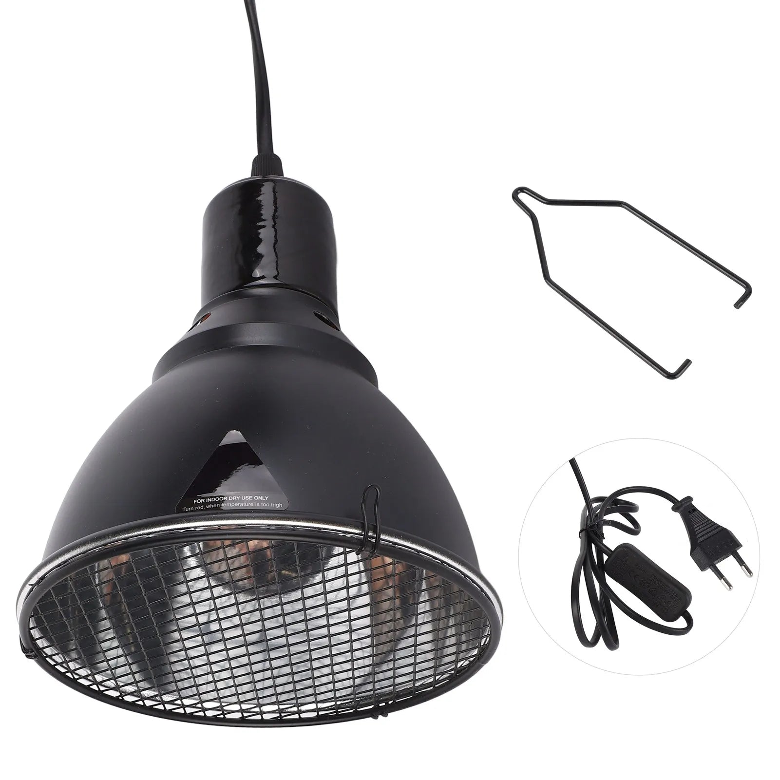5.5in Ceramic Dome Heat Lamp Fixture — Uniform Heating for Reptiles & Amphibians