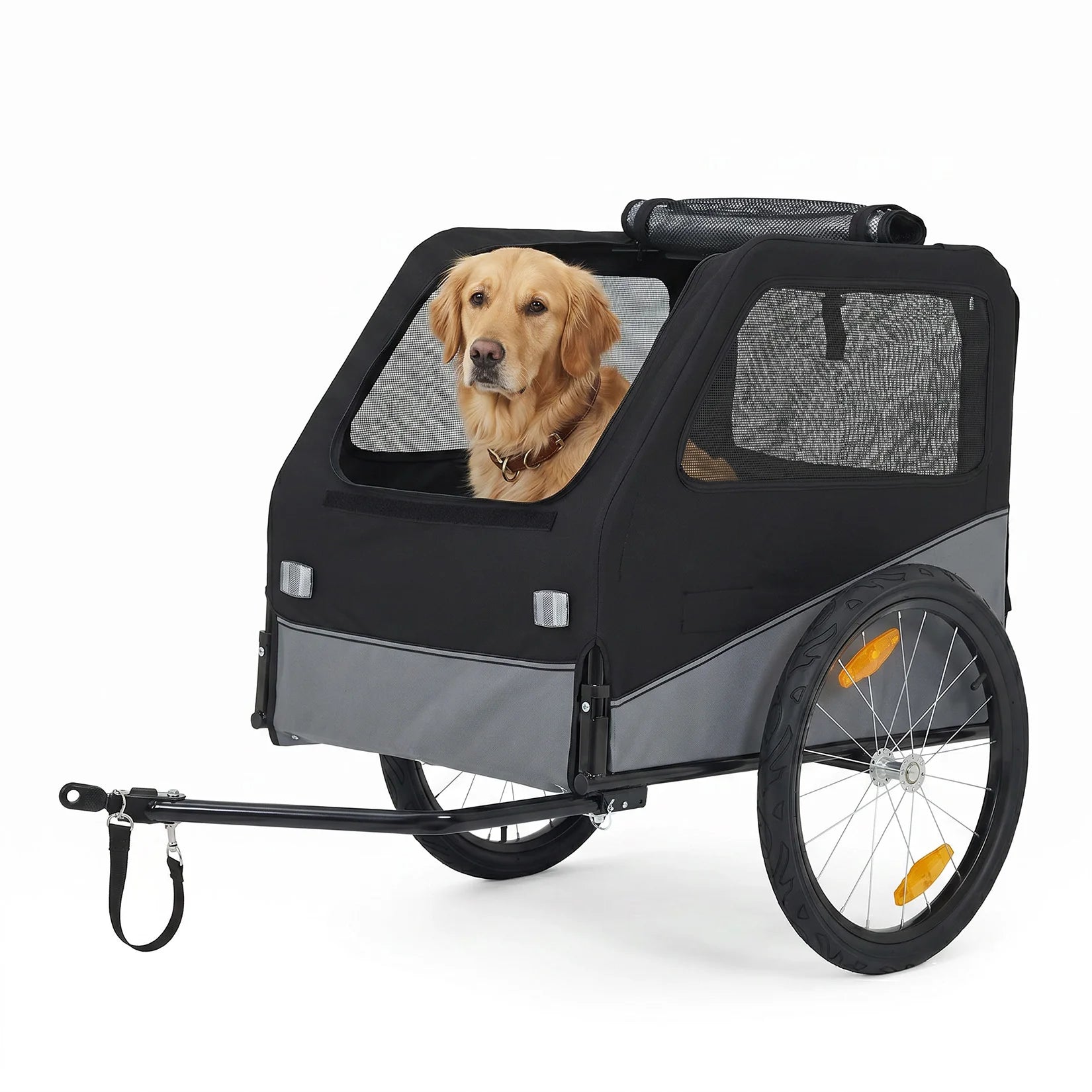Heavy-Duty Steel Frame Dog Bicycle Trailer with 100 lb Capacity & Oxford Fabric