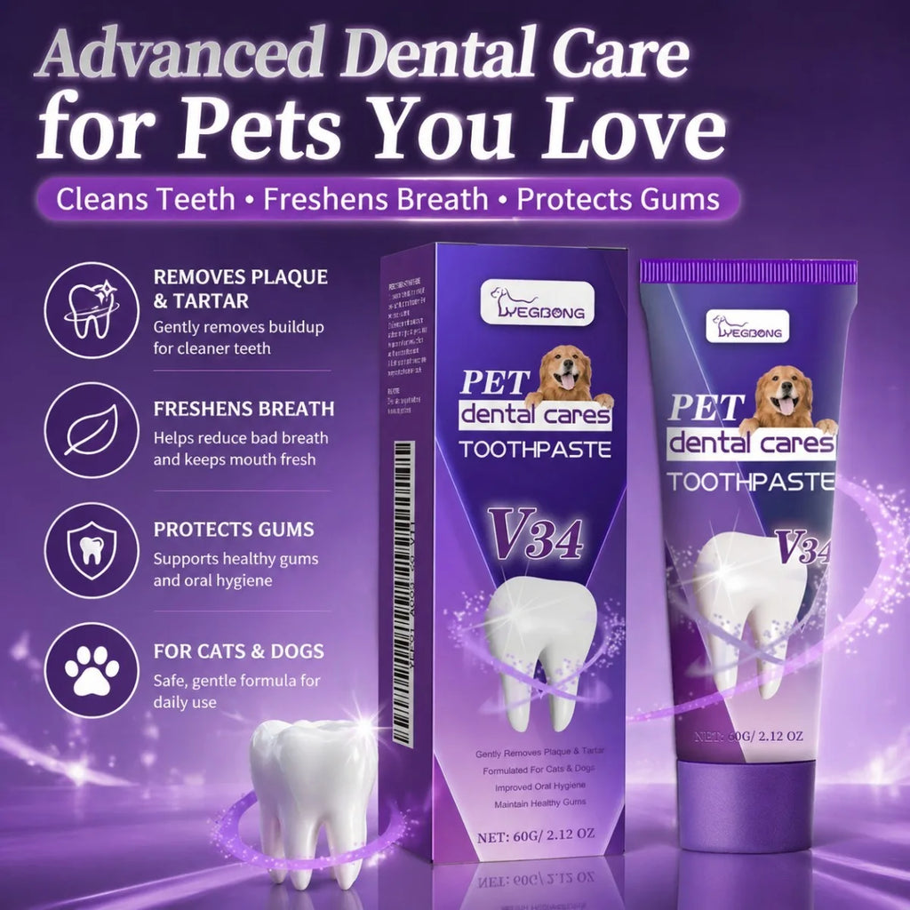 V34 Pet Toothpaste — Plaque, Tartar & Fresh Breath Formula, 60g