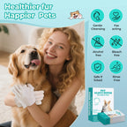 No-Wash Pet Cleaning Gloves — Pack of 6 Disposable Grooming Wipes