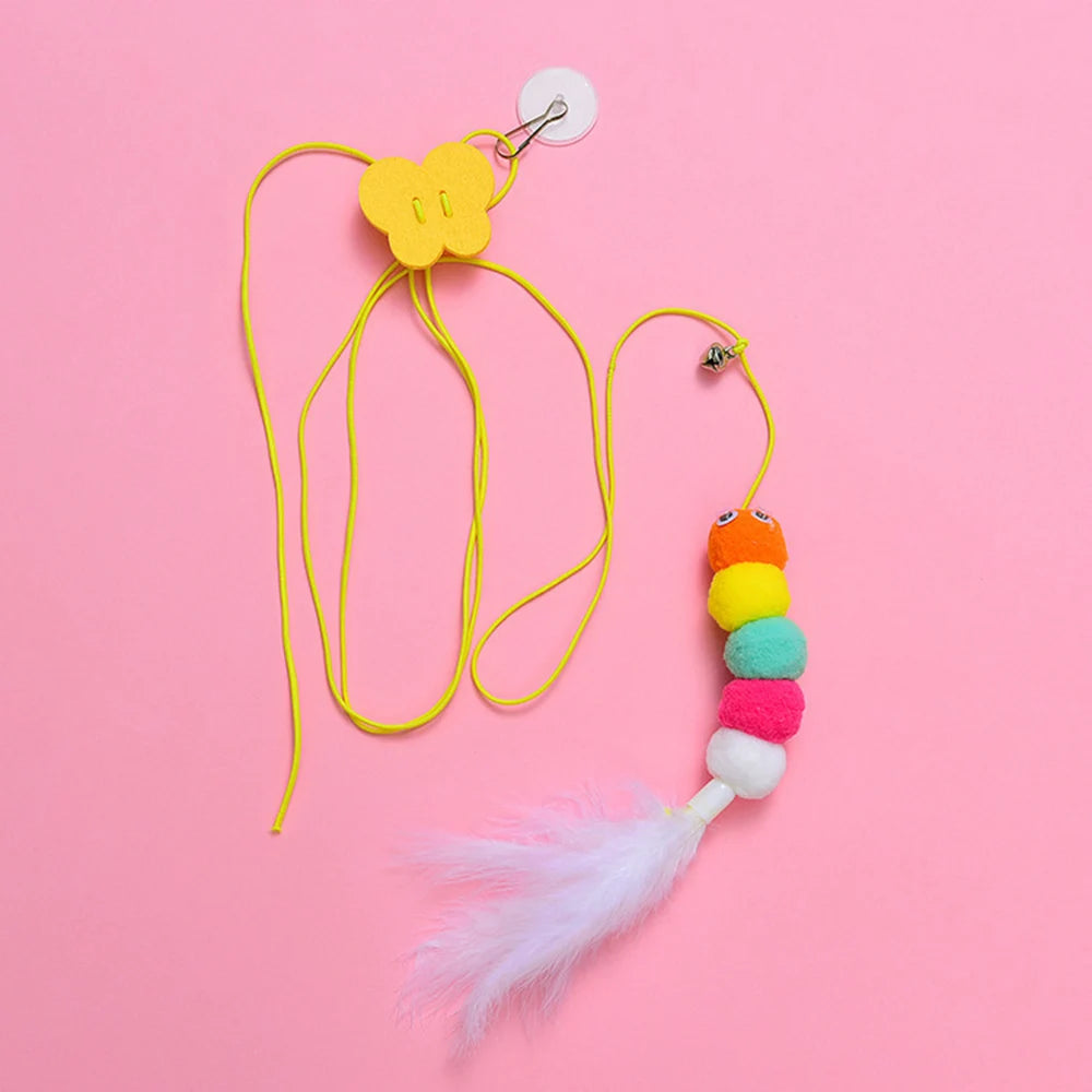 Elastic Rope Hanging Cat Teaser — Feather & Bell Self-Play Toy
