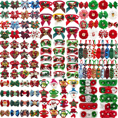 Christmas Bow Tie Collar 50-Pack for Small Dogs & Cats