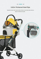 Double-Deck Shock-Absorbing Pet Stroller for Dogs & Cats — Durable Outdoor Multi-Pet Travel Carrier