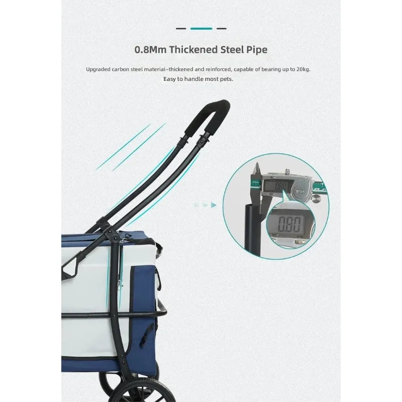 Large-Space Portable Foldable Pet Stroller with Detachable Design for Multiple Pets — Dog & Cat Carriage