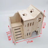 Solid Wood Small Pet Shelter — Natural House for Hamsters & Hedgehogs