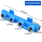 Water Pipe Splitter Distributor (4/5/6-Way, 1/2" Thread, Drain Switch)