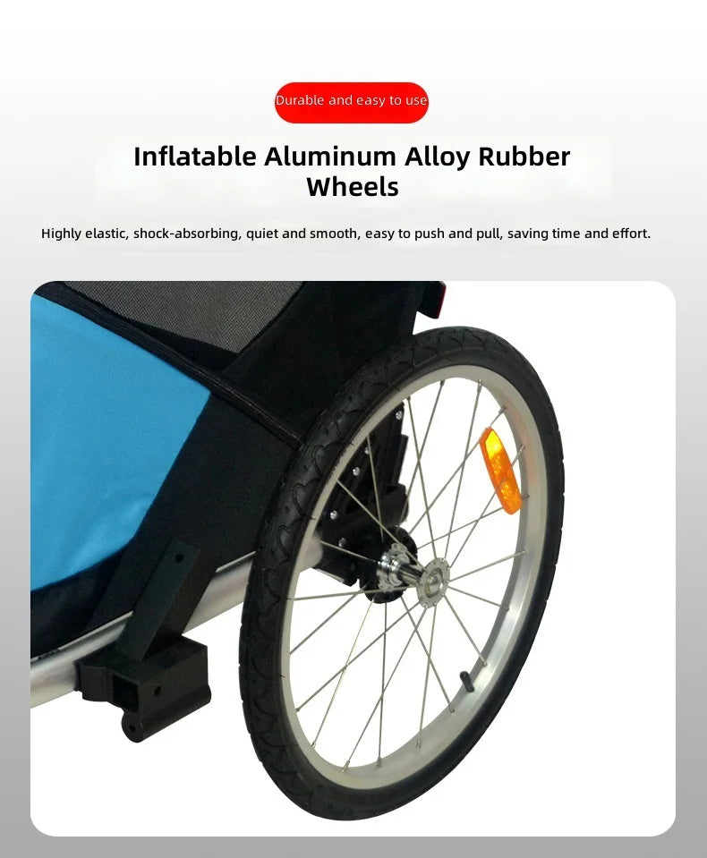 2-in-1 Pet Bicycle Trailer & Dog Stroller with Detachable Design — Portable Foldable Outdoor Cart