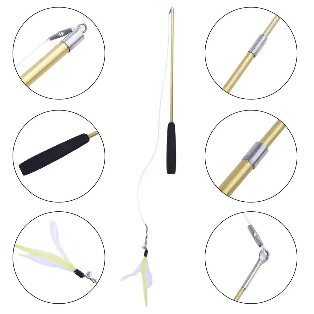 3-Section Telescopic Cat Wand — Extendable Interactive Fishing Pole Toy