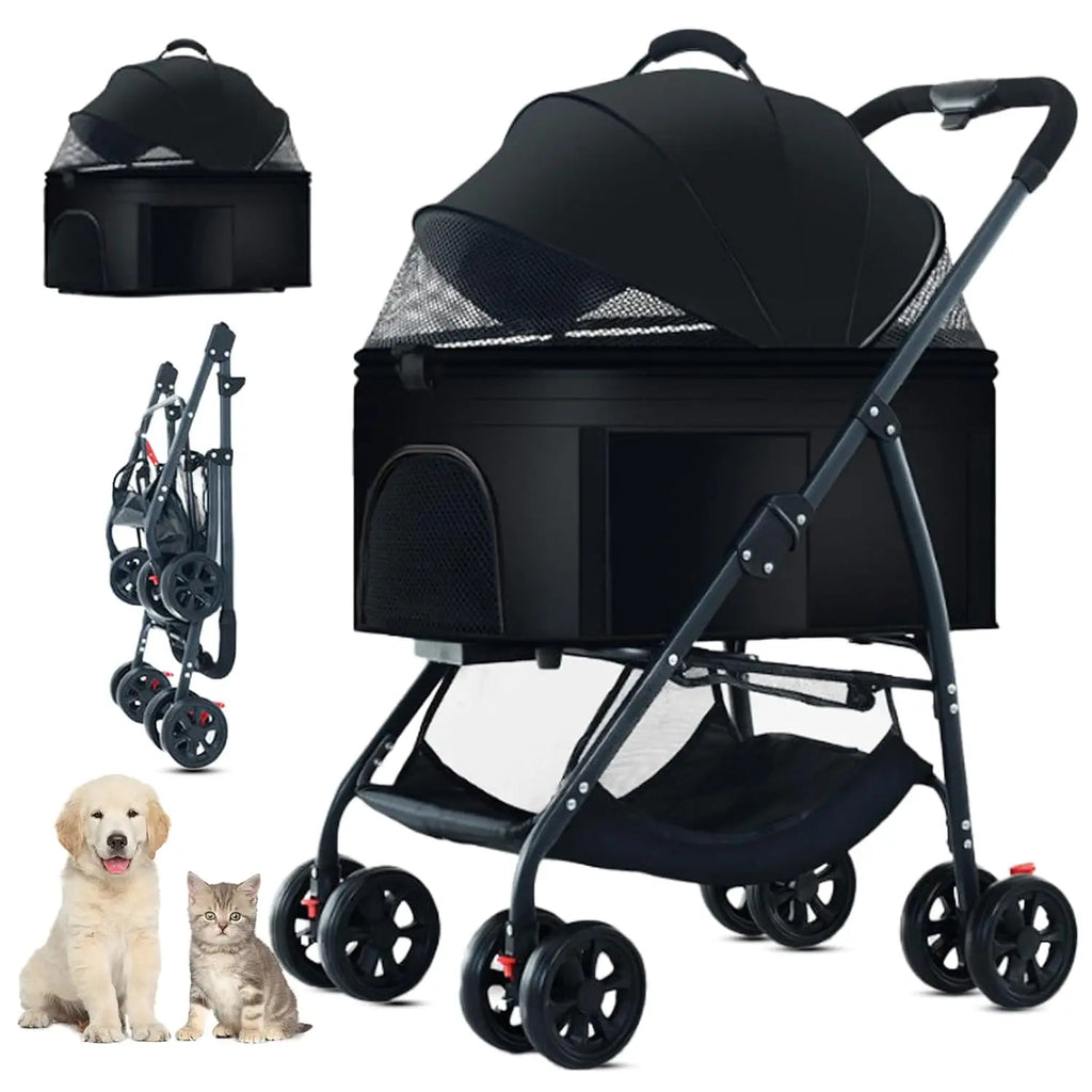 3-in-1 Dog Stroller Wagon with Removable Cat Stroller & Backpack Carrier for Dogs up to 55 lbs