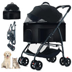 3-in-1 Dog Stroller Wagon with Removable Cat Stroller & Backpack Carrier for Dogs up to 55 lbs