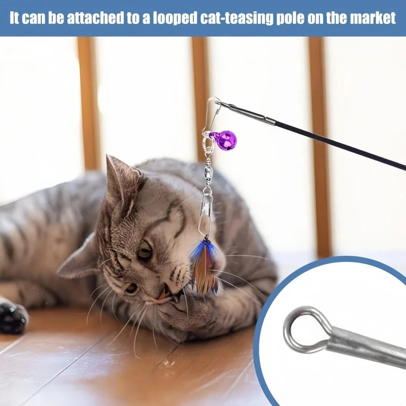 5/10-Pack Fly-Shape Teaser Stick Replacement Heads — Bell & Feather Cat Wand Attachments