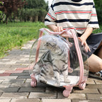 Fully Transparent Space Cabin Pet Trolley Case for Cats & Small Dogs