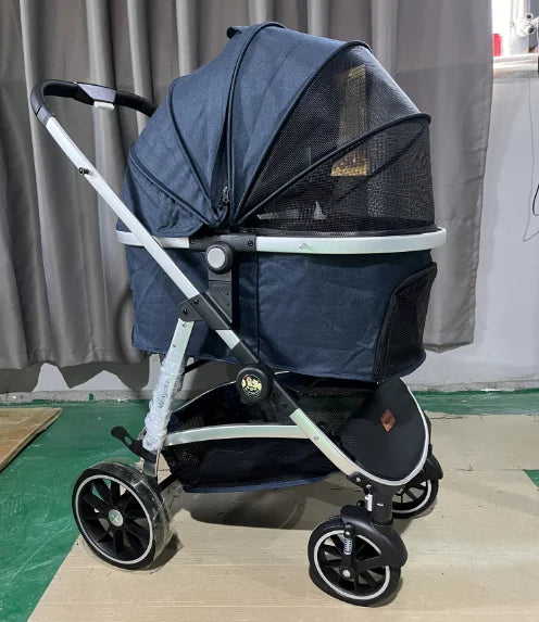 3-in-1 Lightweight Aluminum 4-Wheel Foldable Pet Stroller — Multifunction Travel System for Dogs & Cats