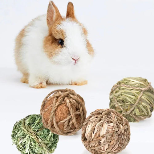 Natural Grass Chew Balls — Braided Teeth-Grinding Toy for Small Pets
