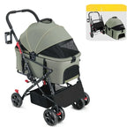 Lightweight Foldable Pet Stroller for Medium Dogs with Detachable Basket — Outdoor Travel Cart