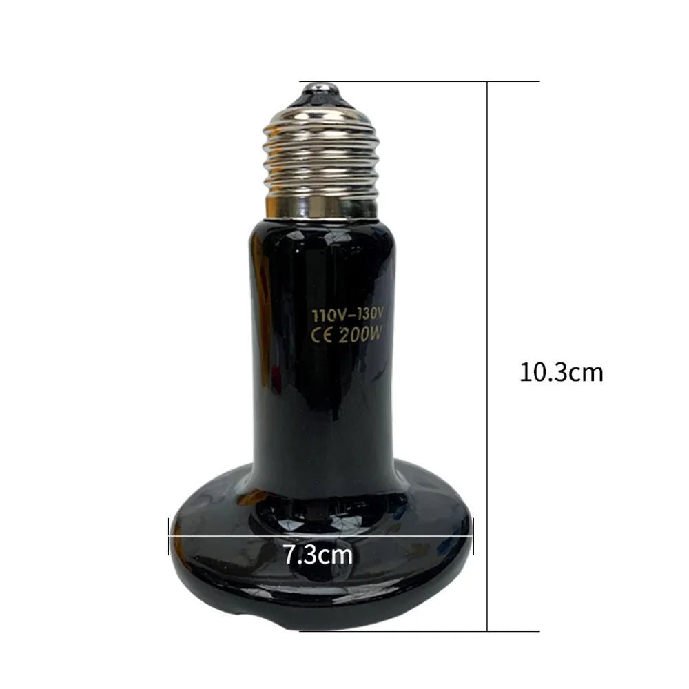 Ceramic Far-Infrared Heat Lamp for Reptiles — 25W-200W, 6 Power Options