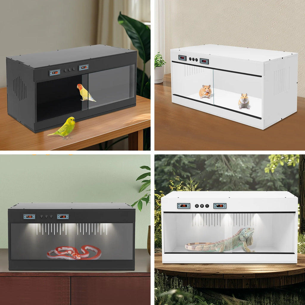 Large Reptile Terrarium — 80×40×40cm Habitat with Digital Thermostat & Sliding Glass Door