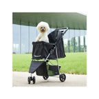 Lightweight 3-Wheel Pet Stroller with Storage Basket, Cup Holder & Breathable Mesh for Cats & Dogs