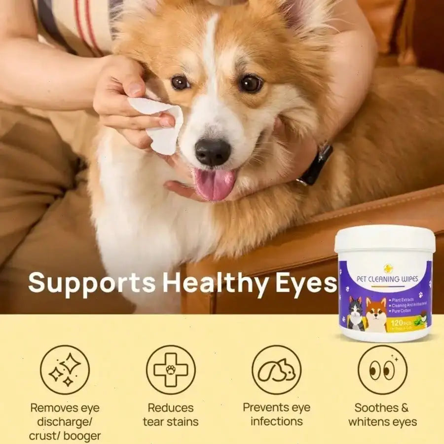 Gentle Multi-Purpose Pet Wipes — Eye, Face & Tooth Cleaning, 120-Count
