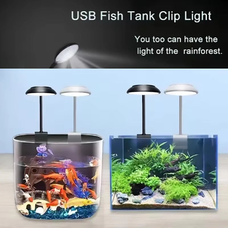 USB LED Aquarium Clip Lamp (5V, 5W/7W, Flexible Neck, Fish Tank Light)