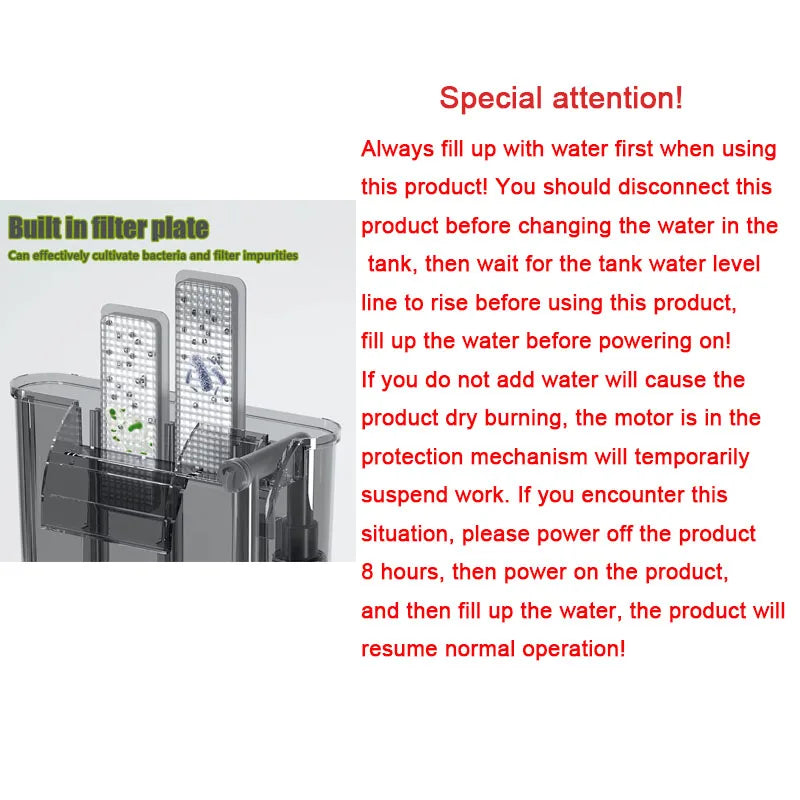 Wall-Mounted 3-in-1 Aquarium Waterfall Filter Pump (110V/220V)