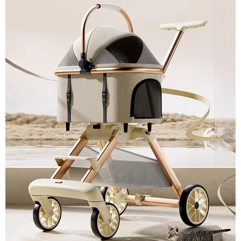 Portable Detachable Foldable Cat & Dog Stroller Cart for Outdoor Travel