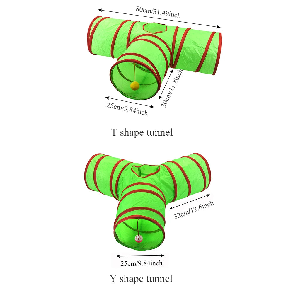 Christmas Cat Tunnel Toy — Foldable Crinkle Play Tube