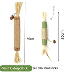 Natural Wood Knotweed Cat Teething Sticks — Sisal Rope & Raffia