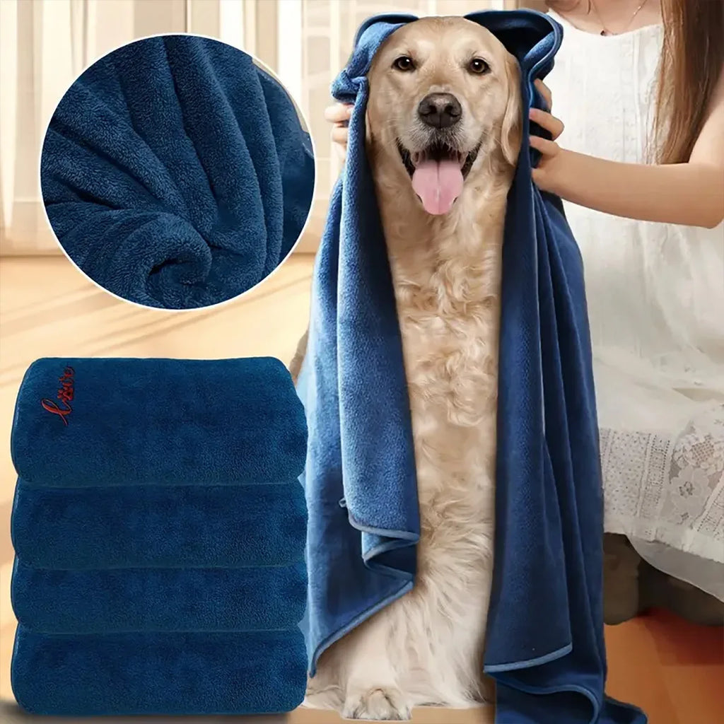 Quick-Drying Pet Bath Towels — Soft Fiber, 60x105cm