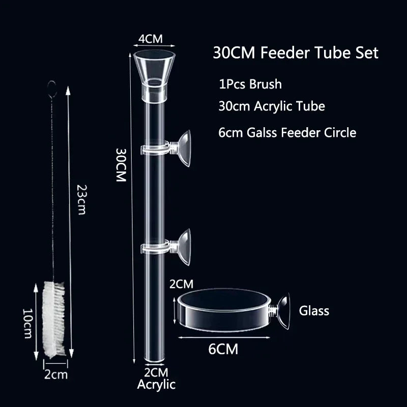 Acrylic Aquarium Shrimp Feeding Dish & Tube (Transparent, Snail & Shrimp)