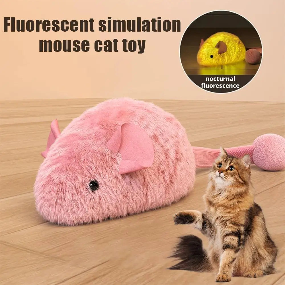 Glow-in-the-Dark Plush Mouse Cat Toy — Interactive Luminous Kitten Chew & Chase Toy