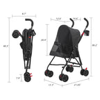 All-Surface Foldable Pet Stroller with Wide-View Window & Brakes