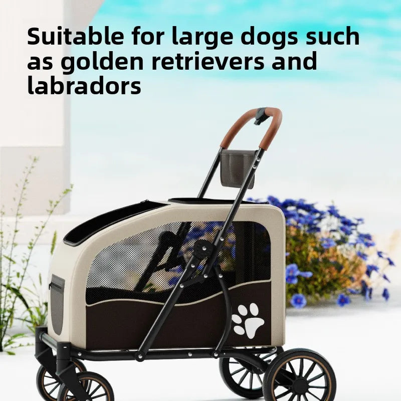 Multi-Function Foldable Pet Stroller for Senior, Medium & Large Dogs — Portable Outdoor Travel Trolley