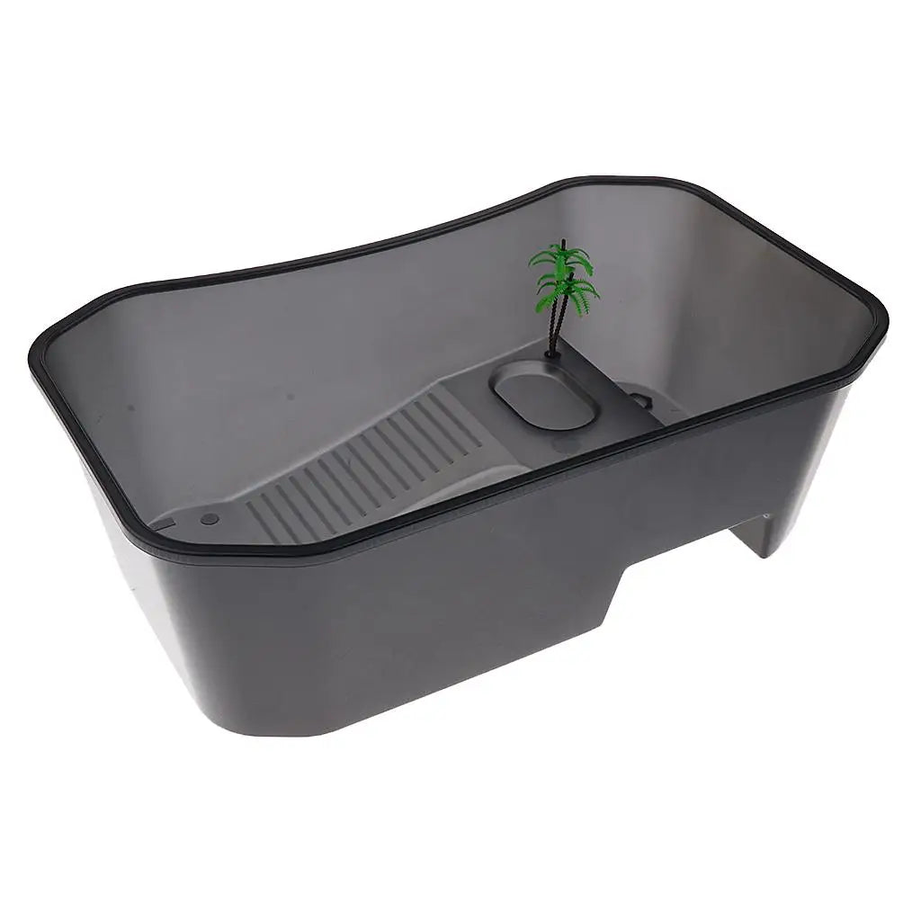 Turtle Tank with Coconut Tree Décor — 5-Zone Terrarium for Turtles & Reptiles