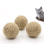 Hand-Woven Hemp Rope Cat Ball Set — Crinkle Sound Scratch Toy