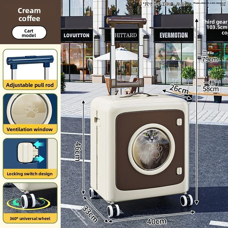 Anti-Stress Airline-Approved Pet Stroller & Travel Crate with Telescopic Handle