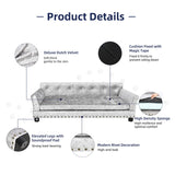 Deluxe Silver Velvet Dog Couch Sofa with Removable Cushion