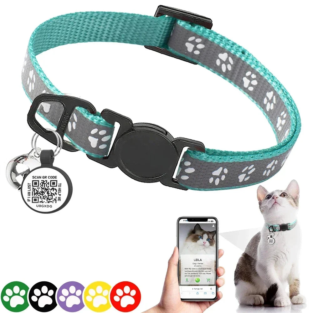 Reflective Cat Collar with QR Code ID Tag